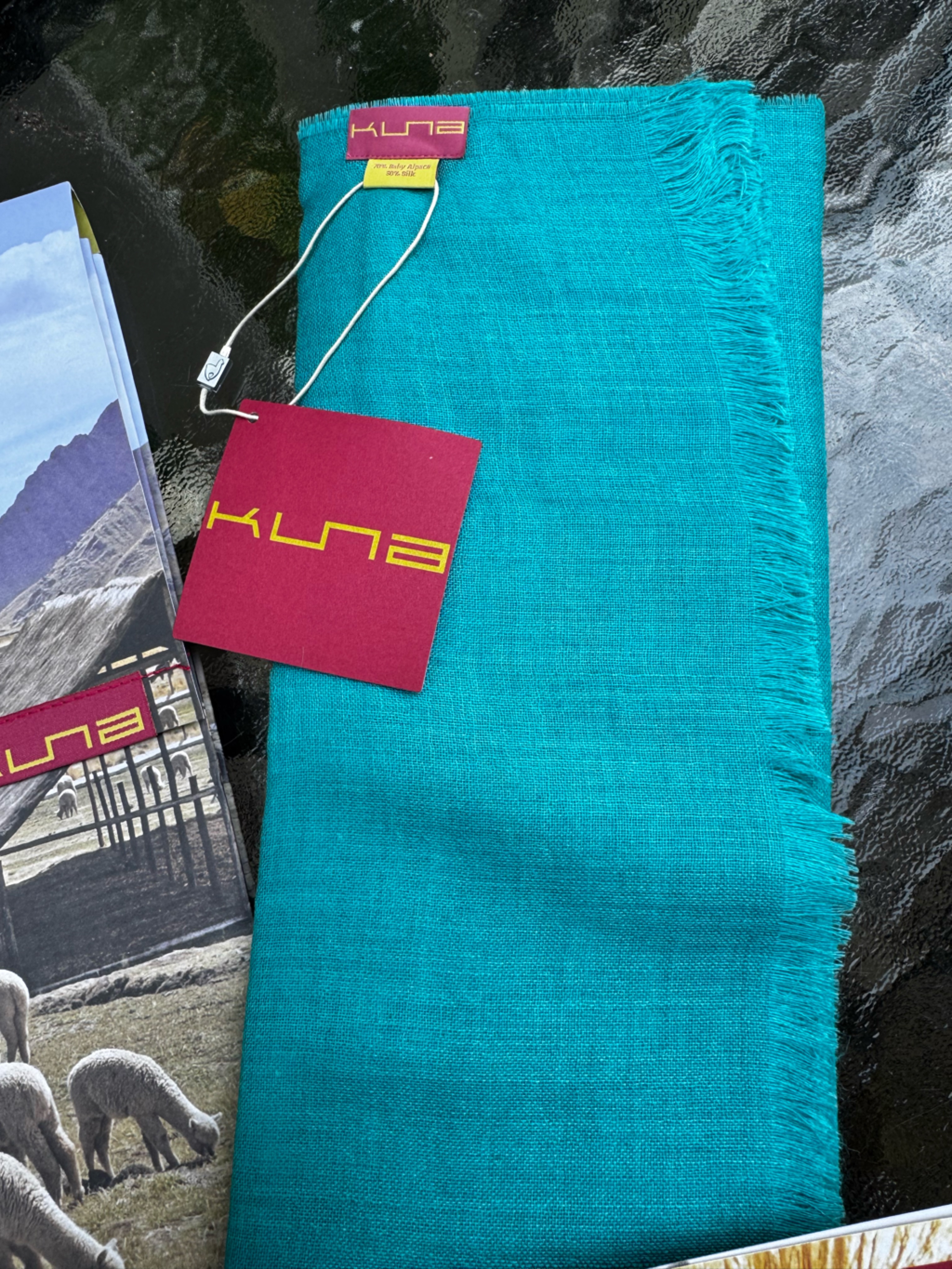 Scarf - New Kuna 100% Baby Alpaca Scarf Made In Peru Turquoise — image 3 of 5